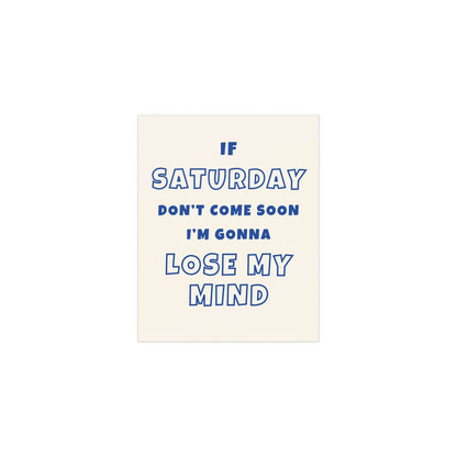 Off-white and blue Sam Fender Saturday poster by Glow On Prints featuring vibrant album artwork and bold design.
