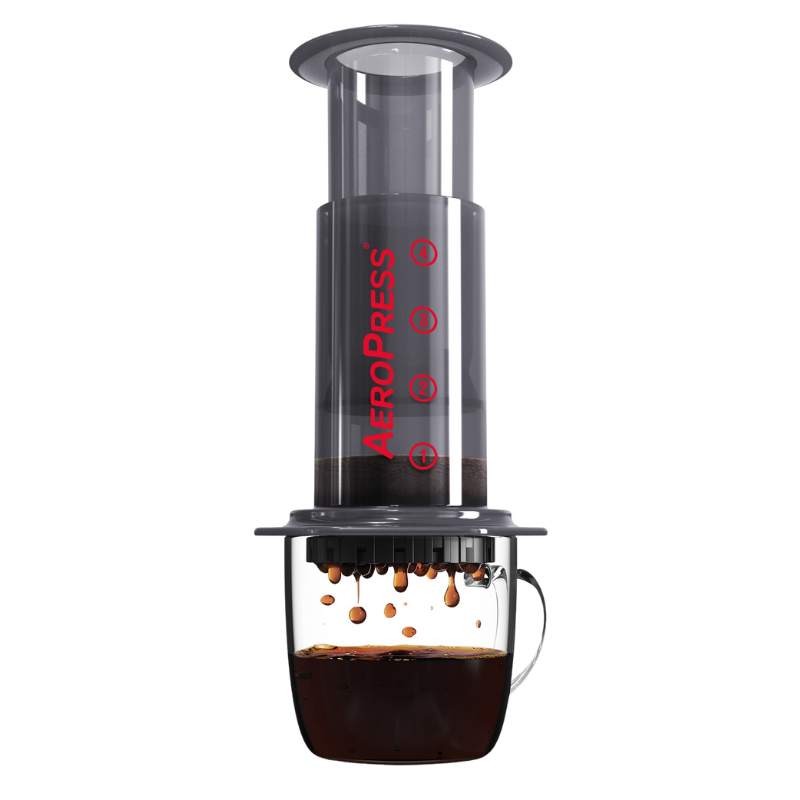 Portable AeroPress Travel Coffee Maker by Contact Coffee Company Ltd., compact gear for quick, fresh coffee on the go.