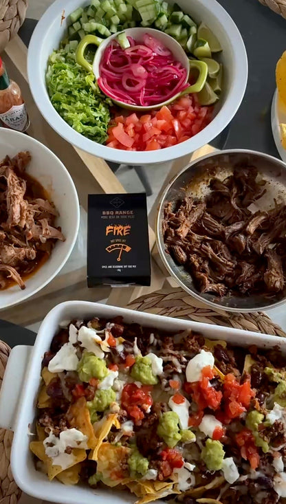 Fire - BBQ range. More heat on your meat. HOT spice hit.