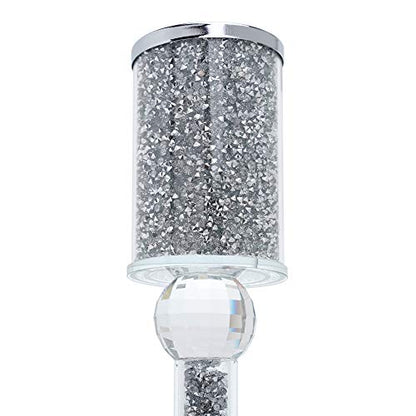 London Boutique Lifestyle crystal candle holder with sparkling crushed diamond-filled square base and elegant design.