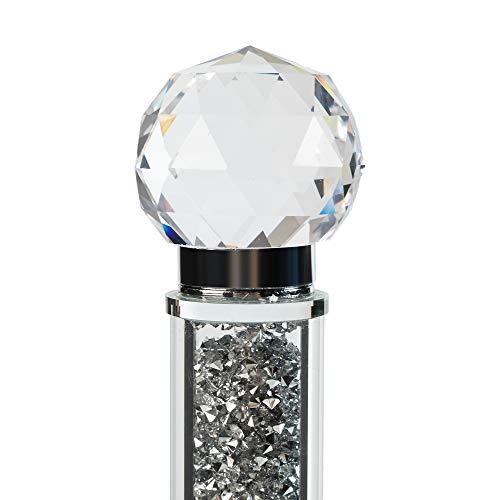 London Boutique Crystal Kitchen Roll Holder with square base, sparkling crushed diamonds, free-standing design, 11.8 inches tall.
