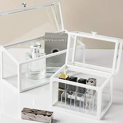 London Boutique Lipstick Organiser 21 Sections Lipstick Holder Storage with Lid Dustproof Extra High (Pine Green)