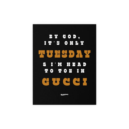 Black, white, and orange poster titled "I Like Your Look" by Glow On Prints, featuring a vibrant floral blossom design.