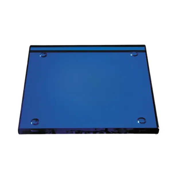 Blue glass square coaster from Glassware UK, showcasing a sleek, modern accessory for protecting surfaces.