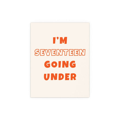 Sam Fender Seventeen Going Under poster in off-white and orange colors, featuring artwork and design by Glow On Prints.