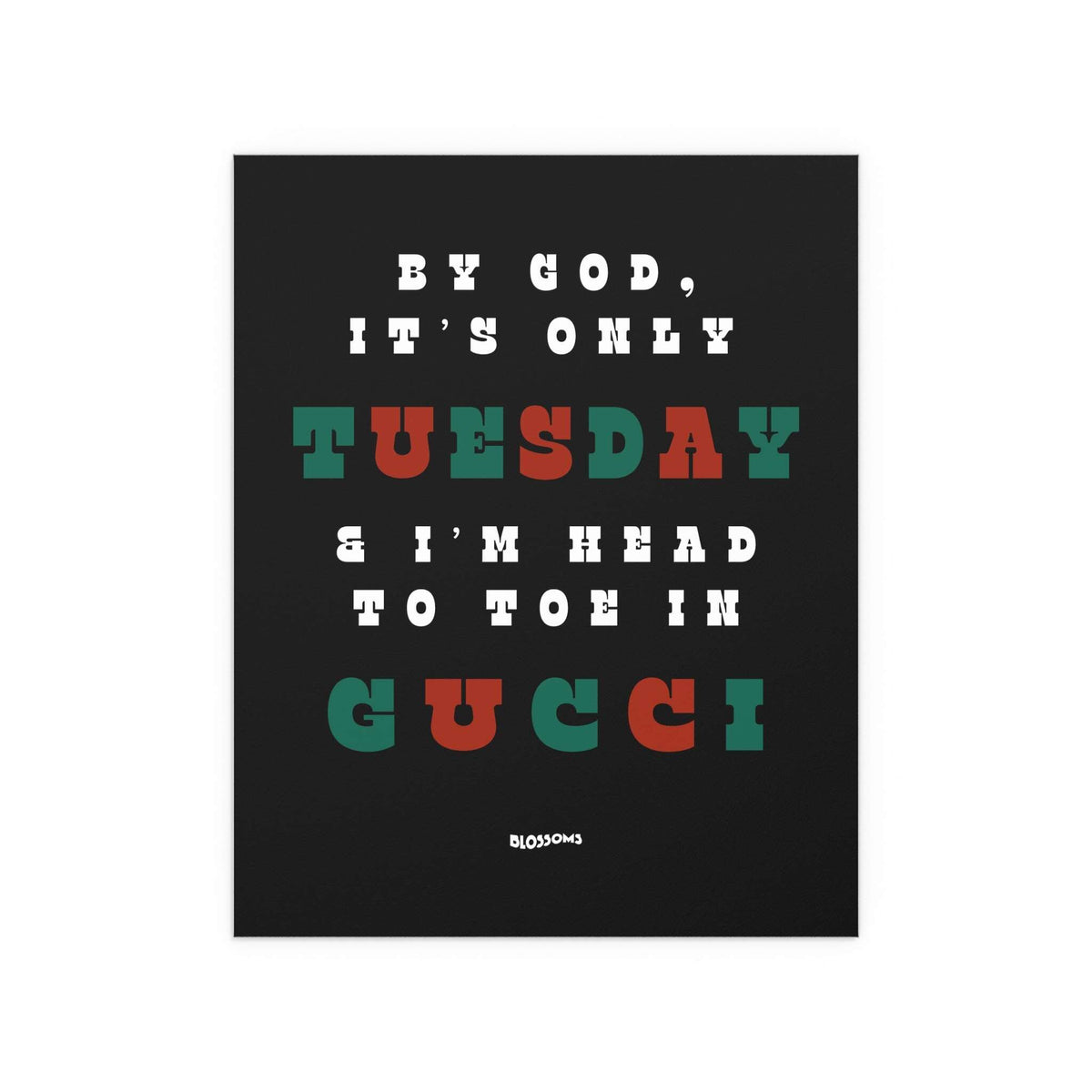 Black, green, and red poster titled "I Like Your Look" by Glow On Prints featuring floral blossom design.