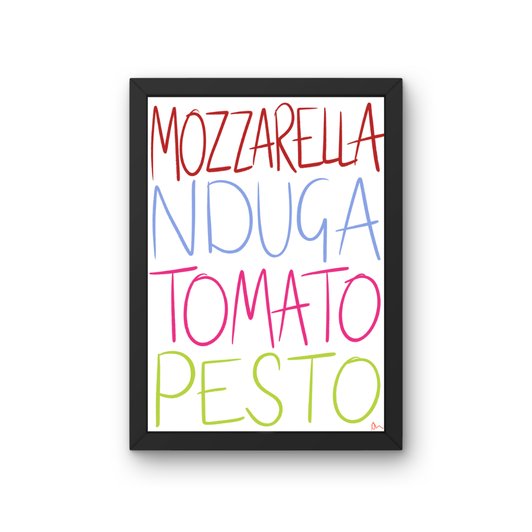 Relatable Italian Lovers kitchen wall art print by Peak Prints featuring humorous, homely design for kitchen decor.