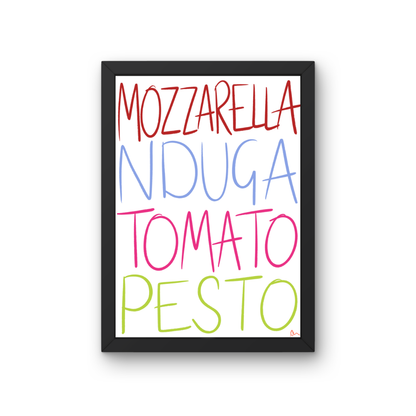 Relatable Italian Lovers kitchen wall art print by Peak Prints featuring humorous, homely design for kitchen decor.