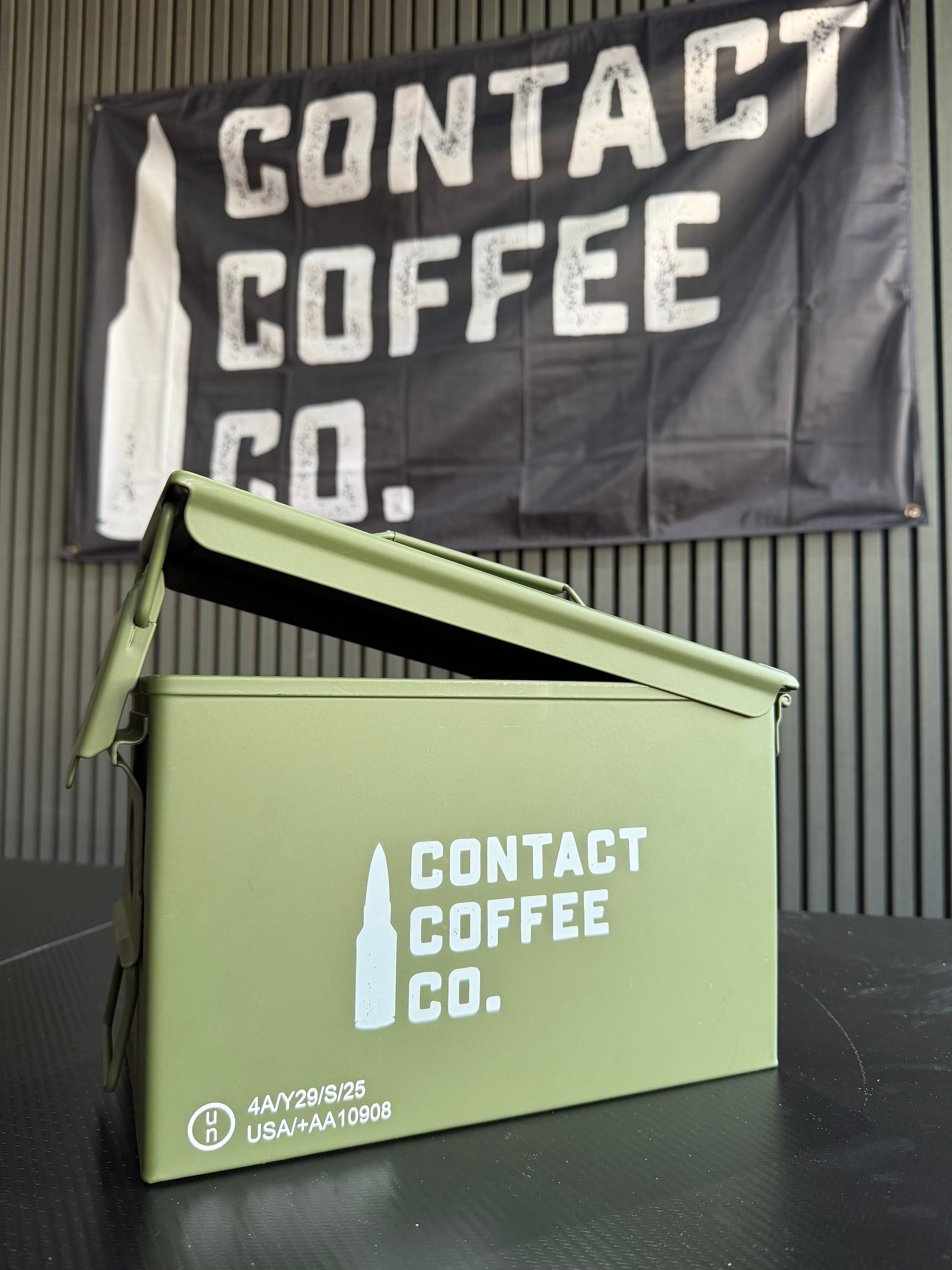 Assorted coffee beans and supplies from Contact Coffee Company Ltd. for resupply and brewing at home.