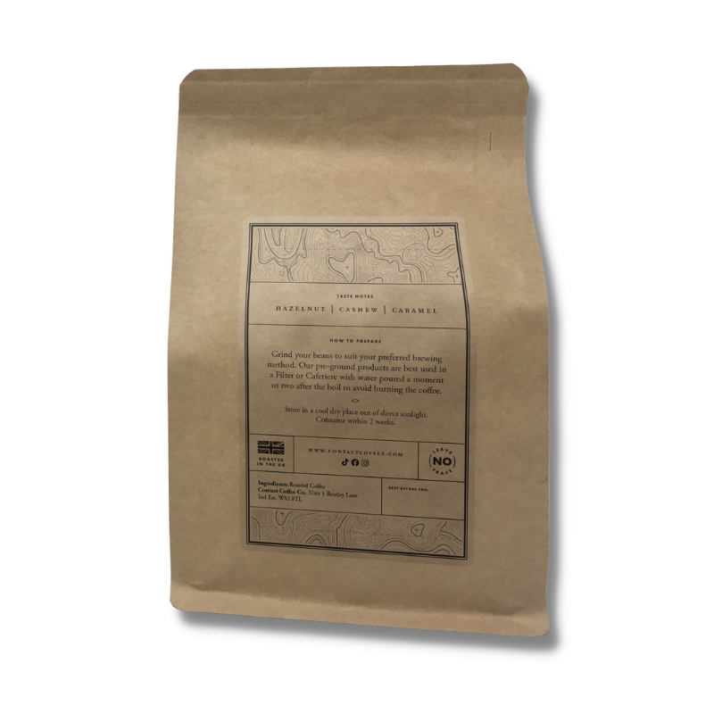 Single Origin Honduras SHG coffee beans from Contact Coffee Company Ltd. displayed in a clear image.