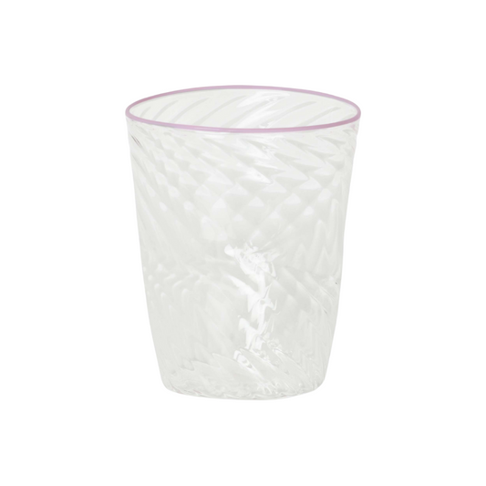 Pink Domenicamarland Adrienne Venetian Tumbler with intricate glass design and smooth surface for elegant drinkware.