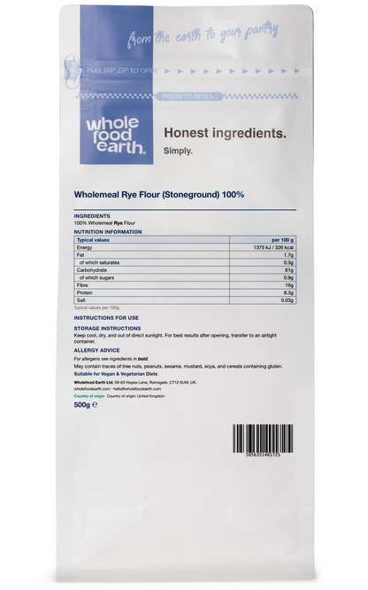 Wholemeal Rye Flour (Stoneground) 100% - Serious Grains