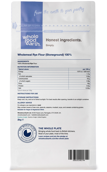 Wholemeal Rye Flour (Stoneground) 100% - Serious Grains