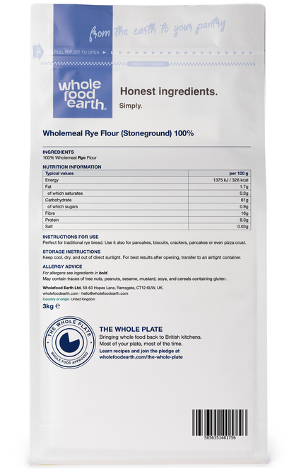 Wholemeal Rye Flour (Stoneground) 100% - Serious Grains