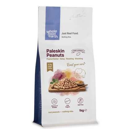 Organic Paleskin Peanuts from Whole Food Earth, whole raw nuts and seeds, showing fresh, natural peanuts in their shells.