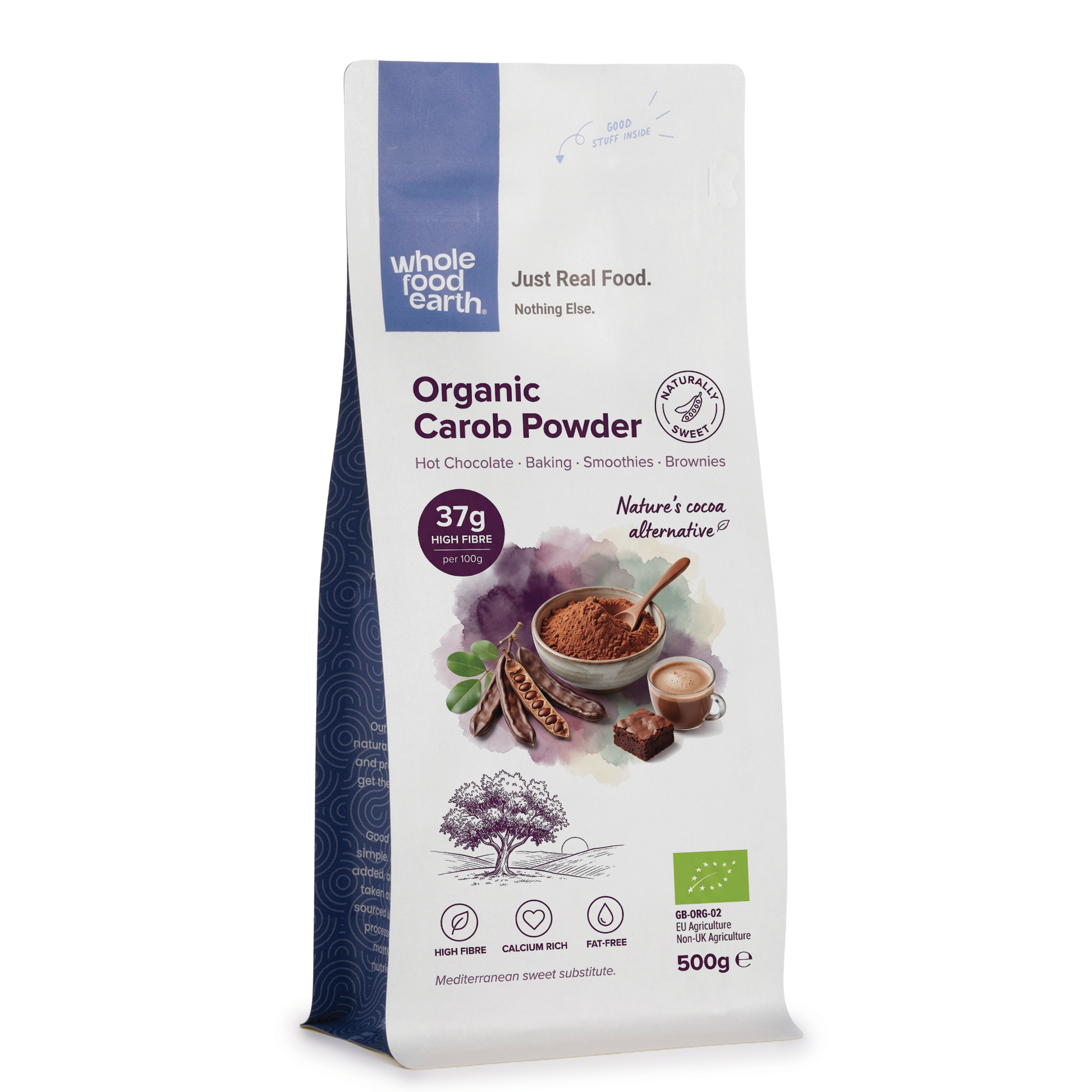 Organic Carob Powder from Whole Food Earth, a specialty natural product with fine, dark brown powder for baking and health use.