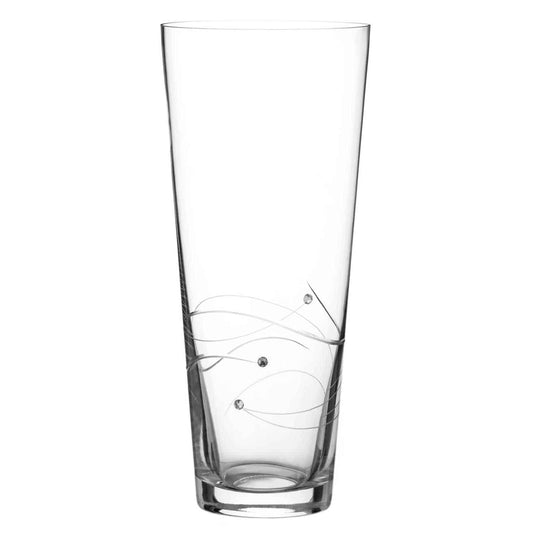 Glassware UK diamond conical vase with spiral cut design, clear glass decorative vase for flowers or display.