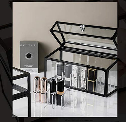 London Boutique Lipstick Organiser 21 Sections Lipstick Holder Storage with Lid Dustproof Extra High (Pine Green)