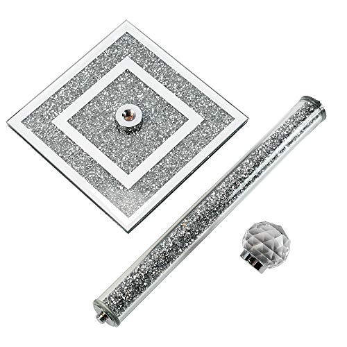 London Boutique Crystal Kitchen Roll Holder with sparkling crushed diamond accents, free-standing square base, 11.8-inch height.