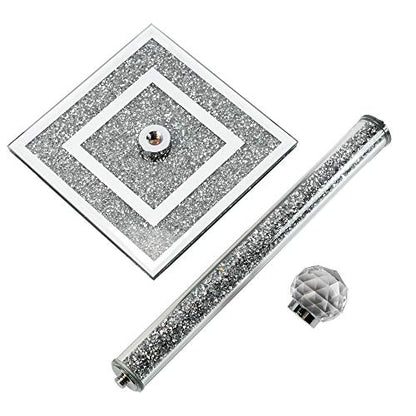 London Boutique Crystal Kitchen Roll Holder with sparkling crushed diamond accents, free-standing square base, 11.8-inch height.