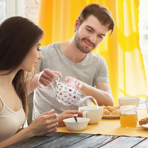 Pink roses London Boutique teapot with infuser, 700ml capacity, easy grab handle, perfect for loose tea brewing.