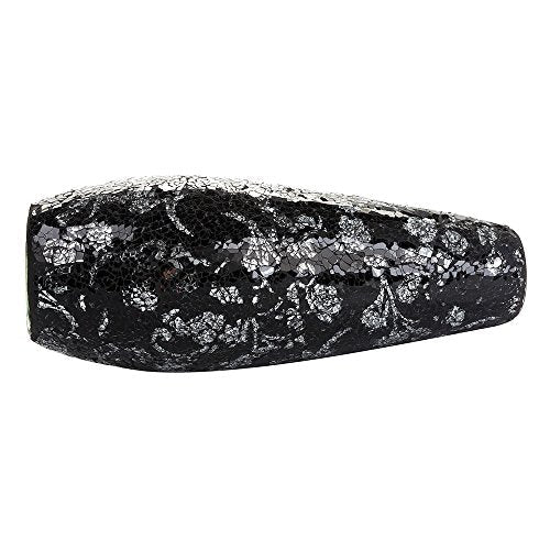 Large black tall glass vase with mosaic glitter design, handmade decorative flower vase, 18 inches from London Boutique Lifestyle