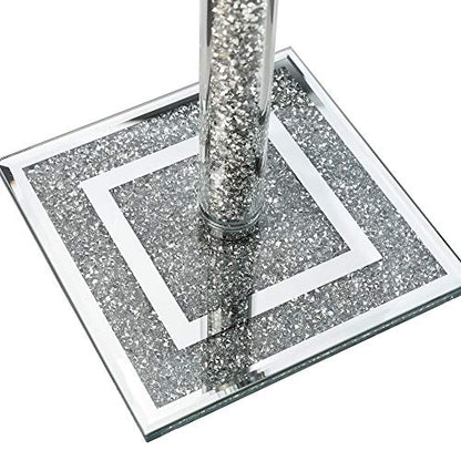 London Boutique Lifestyle crystal kitchen roll holder with square base, sparkling crushed diamonds, free-standing design, 11.8 inches tall.