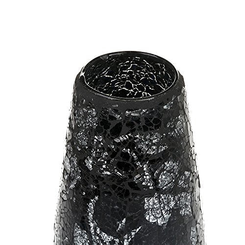 Large black mosaic glass vase with sparkled design, 18-inch tall, handmade decorative vase for flowers by London Boutique Lifestyle