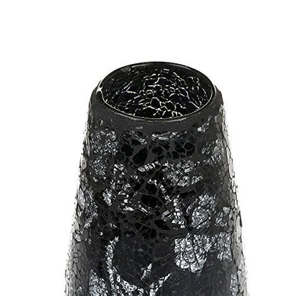 Large black mosaic glass vase with sparkled design, 18-inch tall, handmade decorative vase for flowers by London Boutique Lifestyle