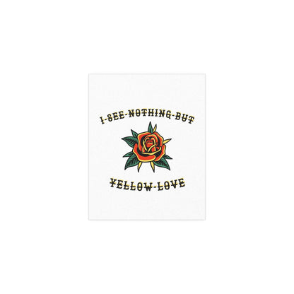 Yellow love poster by Citizen from Glow On Prints featuring vibrant yellow heart design on white background