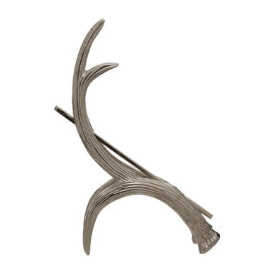 Orsina silver metal 3-bottle wine rack with curved antler design