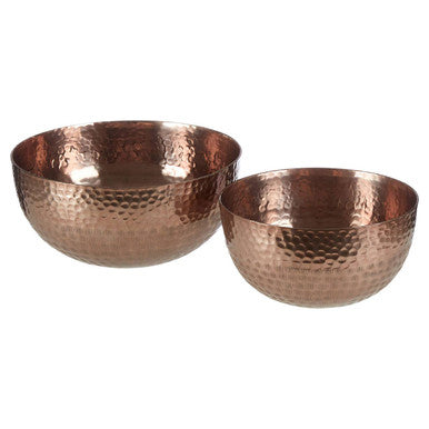 Set of 2 Solis round decorative bowls by Orsina, shown together from above