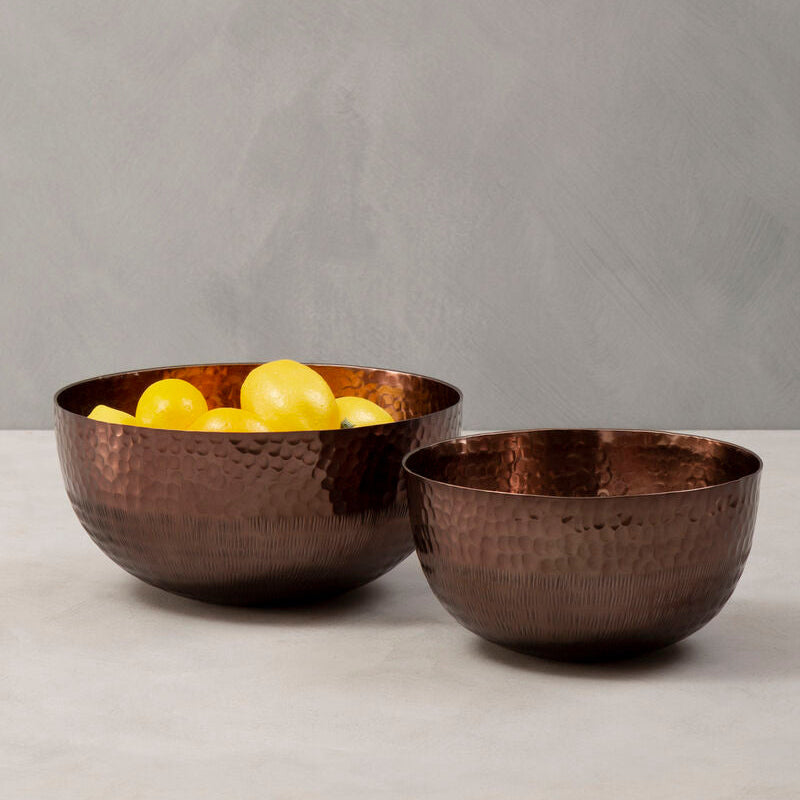 Set of 2 Solis round decorative bowls by Orsina, shown together in a modern interior setting