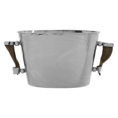 Orsina Haven horn handle wine cooler with sculptural handles and polished metal finish
