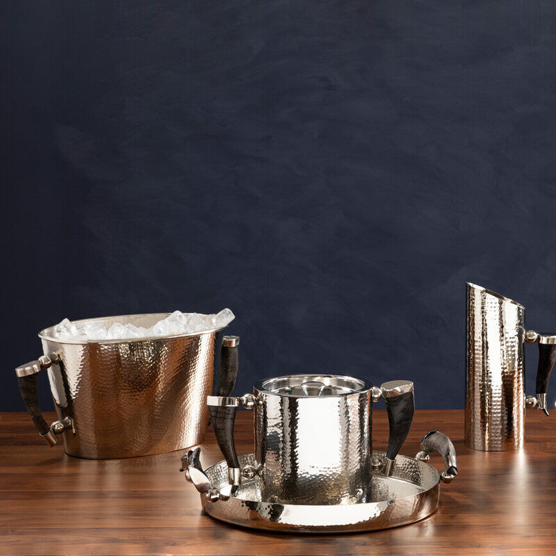 Orsina Haven Horn Handle wine cooler with sculptural horn handles and polished finish