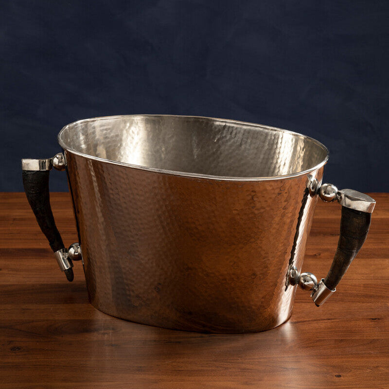Orsina Haven Horn Handle wine cooler with sculptural horn handles and polished metal finish