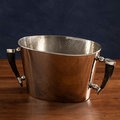 Orsina Haven Horn Handle wine cooler with sculptural horn handles and polished metal finish