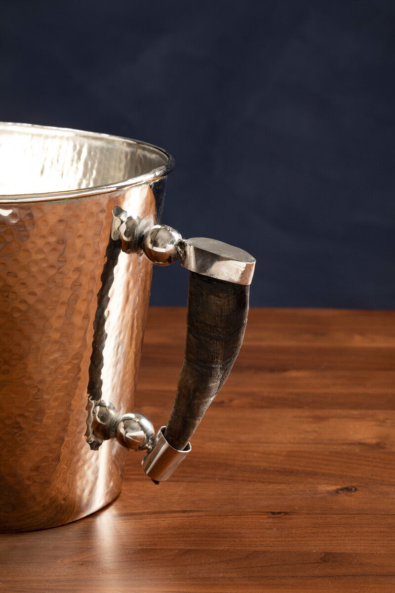 Orsina Haven Horn Handle Wine Cooler, decorative wine chiller with textured horn handle and polished finish
