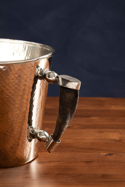 Orsina Haven Horn Handle Wine Cooler, decorative wine chiller with textured horn handle and polished finish