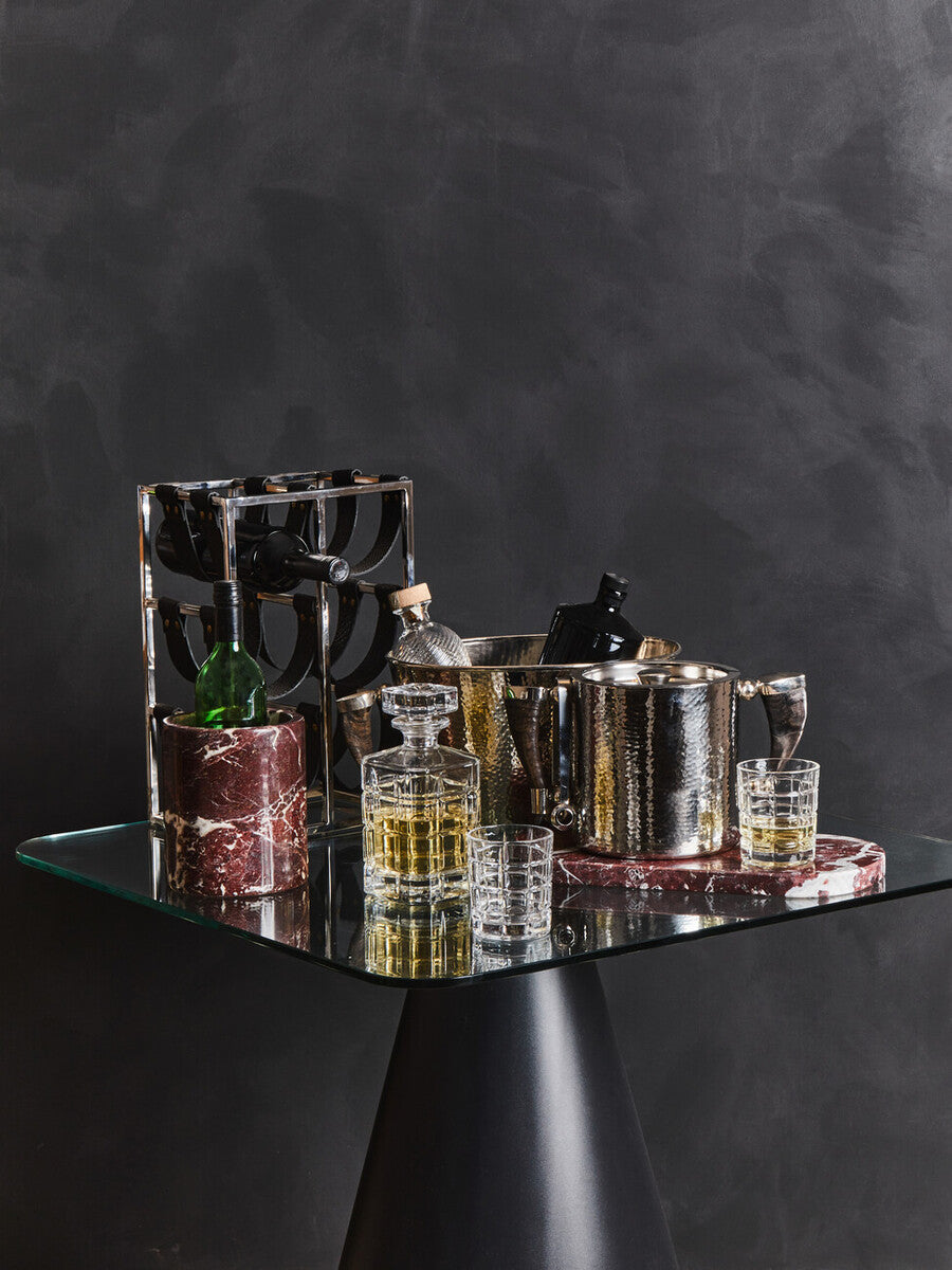 Orsina Haven Horn Handle wine cooler with sculptural horn handles and polished metal finish