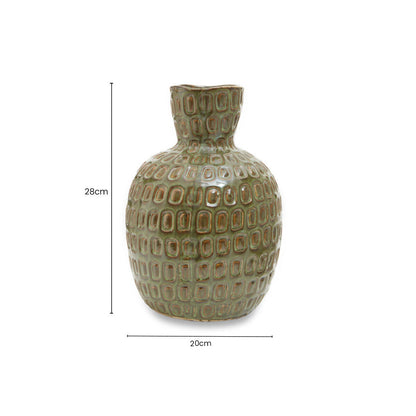 Large Green Textured Ceramic Vase | Yana