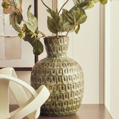 Large Green Textured Ceramic Vase | Yana