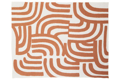 Natural and terracotta Bosie Ozella throw by Orsina, featuring a soft woven design