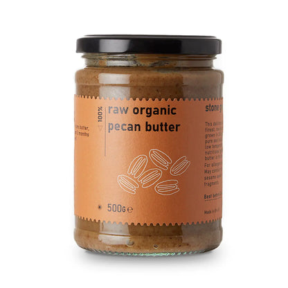 Raw Organic Pecan Butter from Whole Food Earth, creamy nut butter spread with natural pecan flavor and organic ingredients.