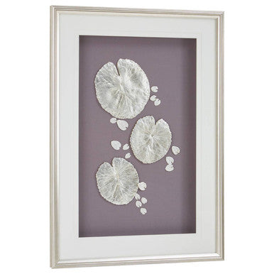 Silver leaf design wall art with wooden frame by Orsina