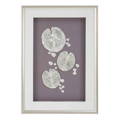 Silver leaf design wall art with wooden frame by Orsina