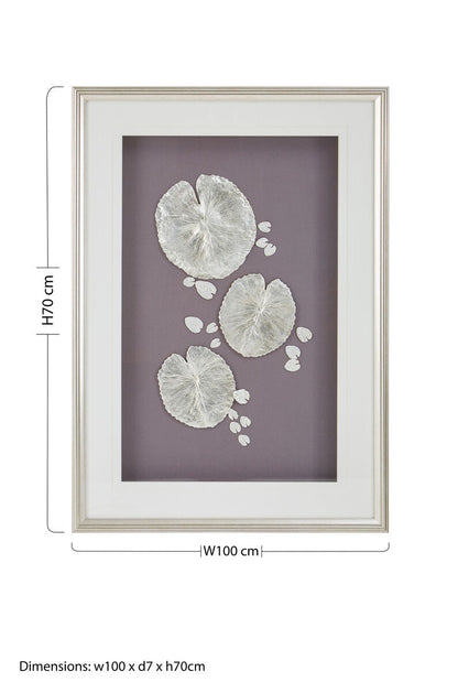 Silver leaf design wall art with wooden frame by Orsina