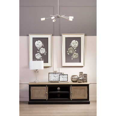 Silver leaf design wall art with wooden frame by Orsina