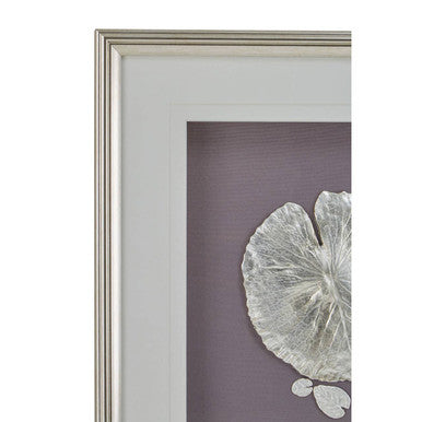 Silver leaf design wall art with wooden frame by Orsina
