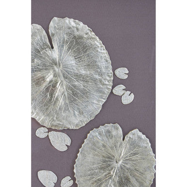 Silver leaf design wall art with wooden frame by Orsina